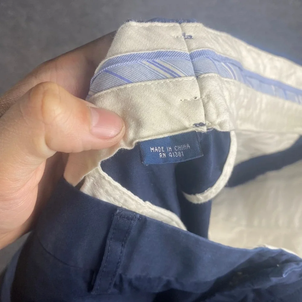 Polo Ralph Lauren Mens Navy Chinos Flat Front Cotton‎ Pants 35x31